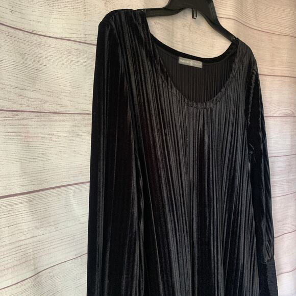 Avon Signature Collection Black Velour Blouse Ribbed Bell Sleeves Large 12-14 - Picture 15 of 15